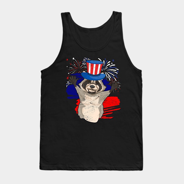 4th Of July Trash Panda Animal Lover USA Flag Raccoon Tank Top by shirtsyoulike